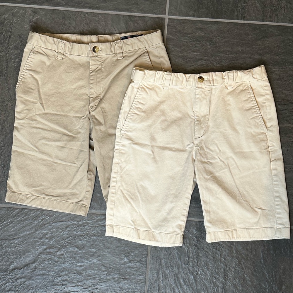 Vineyard Vines Boys Youth size 14 Khaki Shorts 17” Length, You Get Both Pair